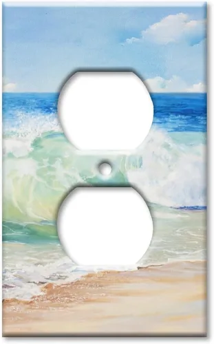 Vista 10 de Art Plates - Placa de interruptor de palanca doble - Placa decorativa de pared de metal con interruptor de luz de 2 cuadrillas - Pintura de playa