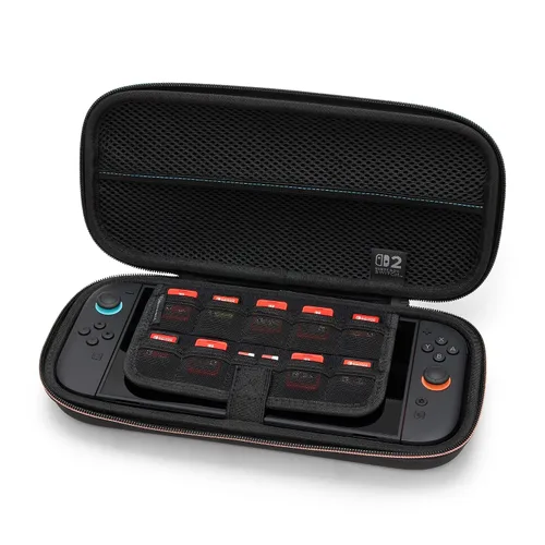 Vista 9 de PowerA Funda protectora para Nintendo Switch 2, color negro, con licencia oficial, almacenamiento protector, capacidad para hasta 9 tarjetas