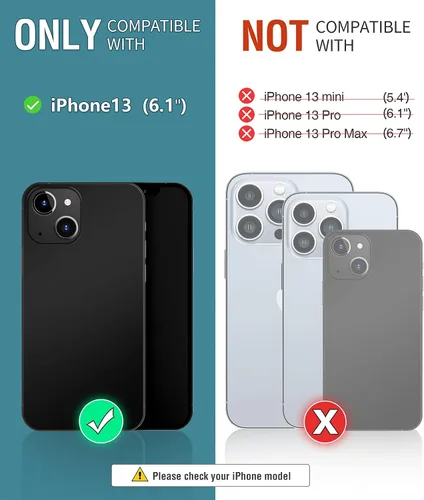 Vista 2 de OCASE Funda tipo cartera compatible con iPhone 13, de piel sintética con tapa tipo folio, con tarjetero, bloqueo RFID, soporte