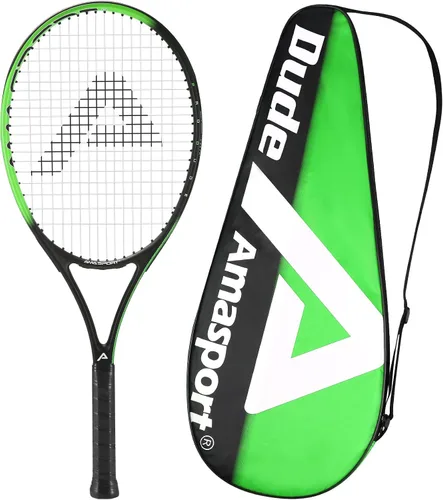 Vista 17 de AMA SPORT Adult Tennis Racket - Pre-Strung Light Balance 27 inch Tennis Racquet for Women and Men Grip Size 2-4 1/4