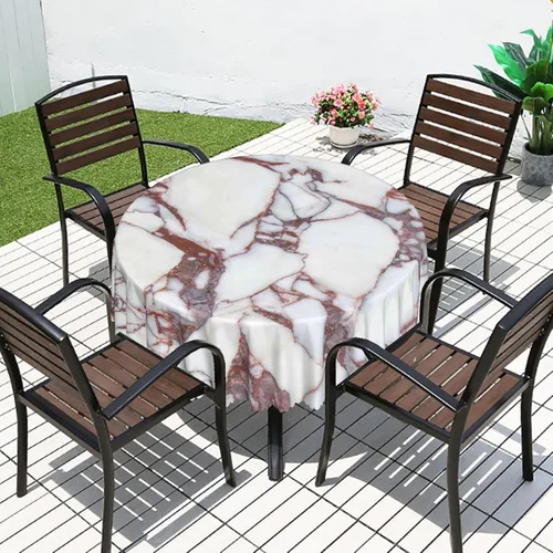 Vista 6 de Manteles redondos con temática de mármol, 48 pulgadas, tela impermeable, decorativo, reutilizable, lavable, a prueba de derrames, resistente a
