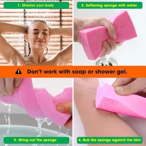 Vista 4 de Esponja exfoliante de baño, exfoliante de spa, esponja de ducha corporal de baño, removedor de esponja de piel muerta para adultos, bebés, mujeres