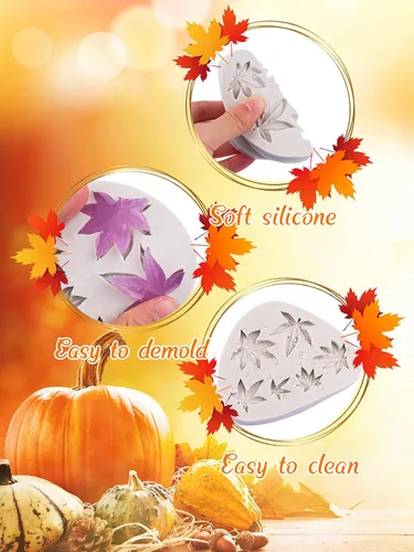 Vista 5 de 7 moldes de resina de Halloween de Acción de Gracias, moldes de silicona para fondant de calabaza de Kalolary y arce, molde epoxi de calabaza 3D
