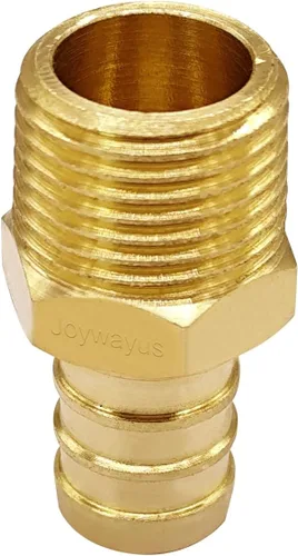 Vista 4 de Joywayus Acoplamiento de tubería PEX de latón, adaptador de montaje de tubería macho NPT de 1/2" PEX x 3/8" (paquete de 5) Compatible with PEX-B