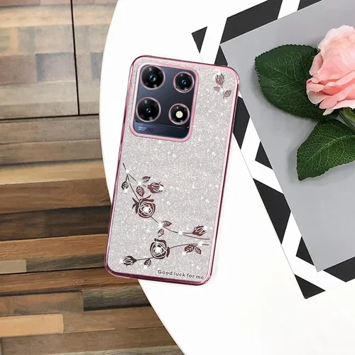 Vista 5 de Funda para Infinix Note 30 Pro, funda transparente con purpurina brillante de lujo para Infinix Note 30 Pro, funda de silicona TPU suave flor