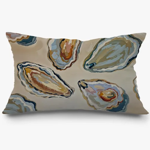 Vista 28 de Fundas de almohada costeras de langosta, fundas de almohada náuticas de langosta roja de Nueva Inglaterra con rayas azules y blancas para casa