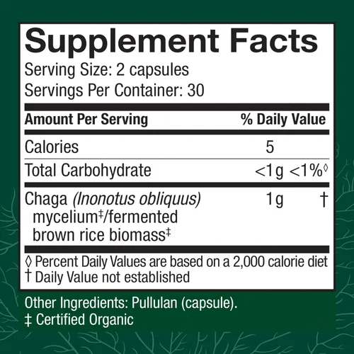 Vista 2 de Host Defense Cápsulas Chaga - Suplemento de apoyo del sistema inmunológico - Cápsulas de hongos Chaga para apoyo a la actividad antioxidante