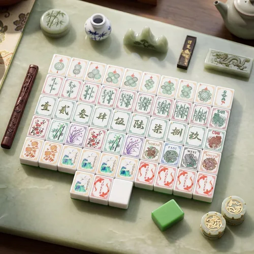 Vista 4 de Arrowbash Juego de 160 piezas de mahjong americano de 1.2 pulgadas, color Verde