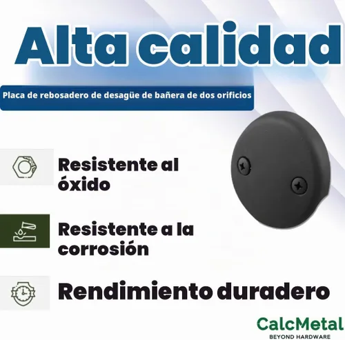 Vista 4 de Placa de Desborde de Desagüe de Bañera de Doble Orificio con Dos Tornillos a Juego, Fácil de Instalar, Negro Mate