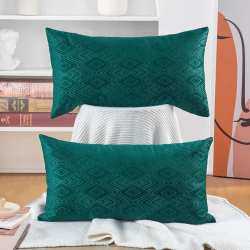 Vista 29 de Home Soft Things Ikat - Fundas de almohada de terciopelo de 2 piezas, 14 x 26 pulgadas, aguacate, funda de almohada decorativa lumbar sólida