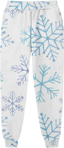 Vista 4 de Pantalones de chándal Estampado navideño para mujer rectos, cintura alta, elásticos, sueltos, básicos