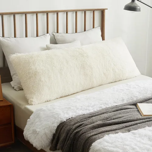 Vista 9 de XeGe Funda de Almohada Corporal de Felpa Suave, 20x54 Funda de Almohada Corporal Grande y Esponjosa, Boho de Piel Sintética Difusa Funda de Almohada