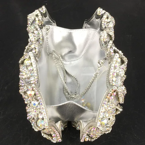 Vista 7 de Boutique De FGG Bolsas de noche de cristal de flores deslumbrantes para mujer formal boda fiesta cóctel bolso de mano