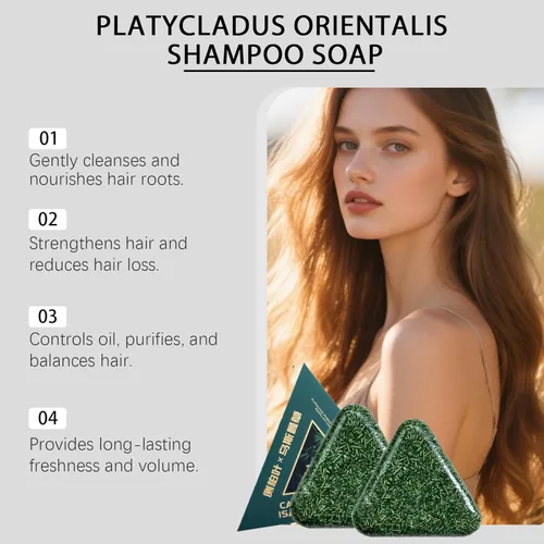 Vista 7 de Nature Seven Green Jabón de champú, barra de champú, barra triangular de hierba para adelgazar el cabello, mujeres y hombres (2 unidades)