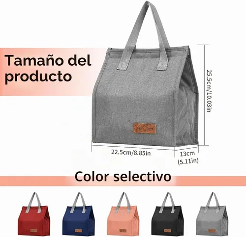 Vista 2 de Bolsa de almuerzo aislada, bolsa de lonchera, bolsa de almuerzo reutilizable, bolsa de almuerzo aislada para mujeres, hombres, trabajo, oficina