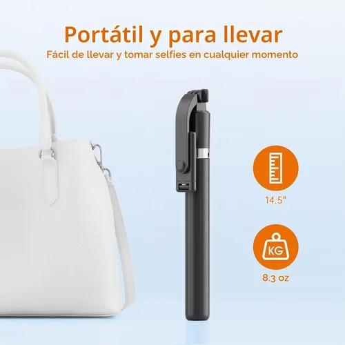 Vista 4 de Trípode para selfie stick de 67 pulgadas, trípode portátil para teléfono celular con control remoto inalámbrico, soporte de viaje extensible