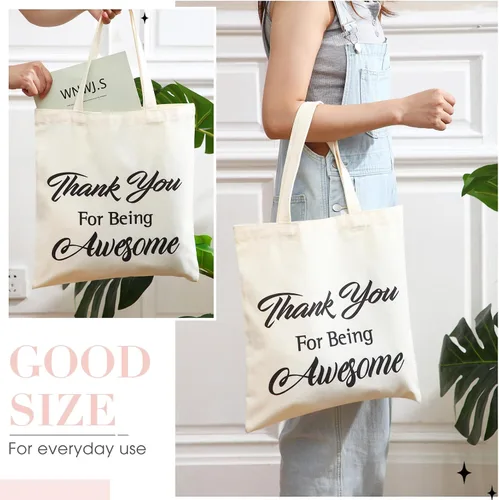 Vista 2 de Sweetude 12 piezas de regalos de agradecimiento para empleados, bolsa de mano inspiradora, bolsa de tela de apreciación a granel, bolsas de lona
