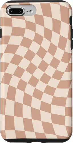Vista 12 de iPhone 16 Beige Cream Twisted Checkered Swirl 60s 70s Aesthetic Brown Case