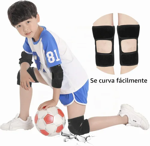 Vista 4 de ONTYZZ Rodilleras suaves para niños y coderas gruesas SBR, rodilleras y coderas ajustables, equipo de protección para ciclismo, voleibol, patinaje