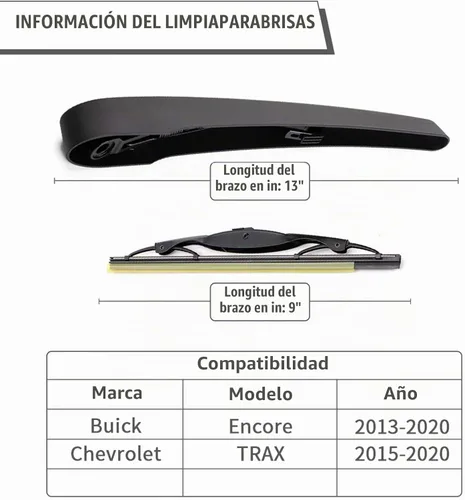 Vista 2 de Limpiaparabrisas trasero para Chevrolet Chevy Trax Buick Encore 2015