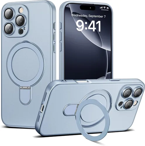 Vista 124 de Funda compatible con iPhone 12 con soporte de anillo magnético invisible [compatible con Mag-Safe] [Protector completo de lente de cámara] Funda