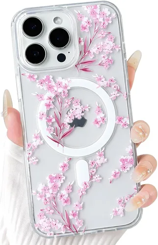 Vista 16 de NITITOP Funda magnética transparente compatible con iPhone 14 Plus/15 Plus, compatible con MagSafe lindas flores, hojas florales para mujeres