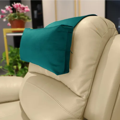 Vista 21 de Almohada antideslizante para la cabeza para reclinables - Cojín de apoyo para el cuello con cubierta de terciopelo para alivio del dolor en el Beige