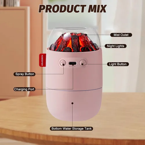 Vista 7 de Mini humidificador portátil para escritorio, dormitorio, planta de interior, 9.5 fl oz, humidificador para oficina o habitación pequeña, alimentado