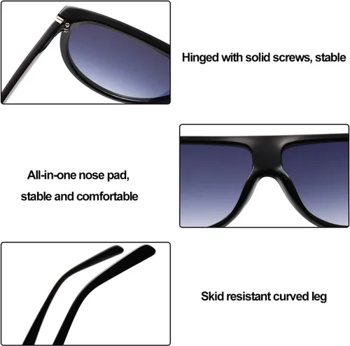 Vista 4 de Dollger Gafas de sol de gran tamaño para mujeres y hombres, diseño de moda retro, gafas de sol con marco