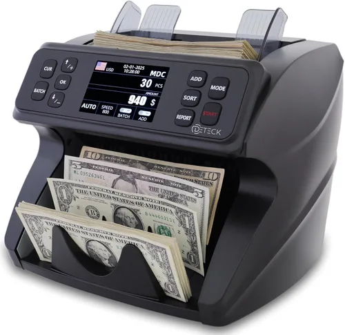 Vista 9 de DETECK DT500 Contador de Dinero de Denominación Mixta, Multidivisa, Contador de Billetes, Detección de Falsificaciones 2CIS/UV/IR/MG/MT, Contador