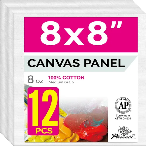 Vista 28 de PHOENIX Paneles de Lienzo Pequeños para Pintura de 3x5 Pulgadas, Paquete de Valor de 12 Unidades - 8 Oz Triple Imprimado 100% Algodón Libre de Ácido
