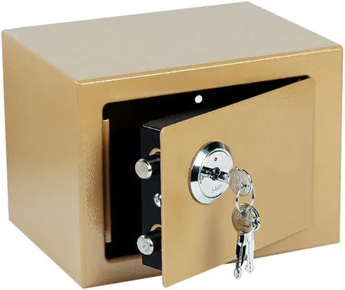Vista 27 de Caja fuerte pequeña con llave/caja fuerte de alta seguridad/cerradura de acero segura/oficina en casa caja de almacenamiento para dinero