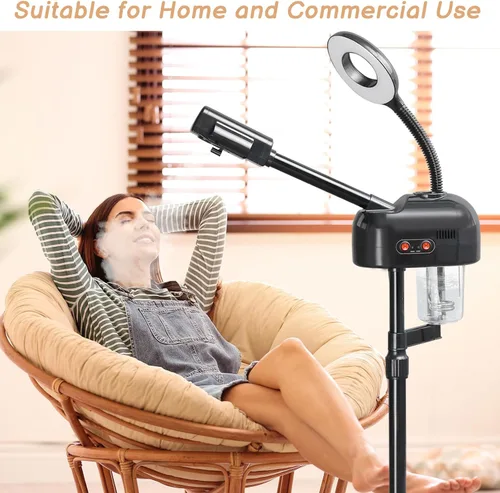 Vista 8 de Vaporizador facial 2 en 1 de Winado con luz de magnificación 5X, limpieza profunda para el cuidado personal de la piel, humidificador profesional