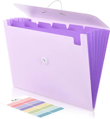 Vista 9 de SKYDUE Carpeta de archivos expandible con 7 bolsillos, organizador de archivos de acordeón, carpetas para documentos, organizador portátil de papel