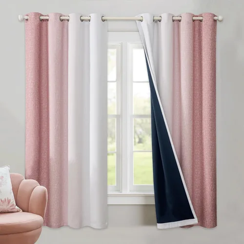 Vista 21 de Cortinas Ombre 100% Opacas de 63 Pulgadas de Largo 2 Paneles para Dormitorio Azul Blanco Patrón Degradado Oscurecimiento de Habitación Aislamiento