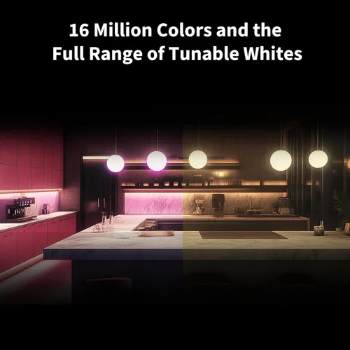 Vista 3 de Aqara Thread/Zigbee - Bombilla LED inteligente T2 E26, blanco sintonizable (2000K-9000K), bombilla RGB que cambia de color con 16 millones