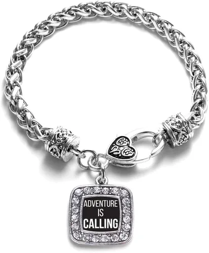 Vista 139 de Pulsera de dijes cuadrados de plata con joyería de circonita cúbica
