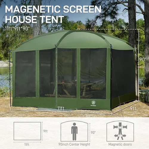 Vista 7 de EVER ADVANCED Pantalla magnética para habitación de 11 x 9 pies, entrada manos libres, cámara de pantalla con protección solar para campamento