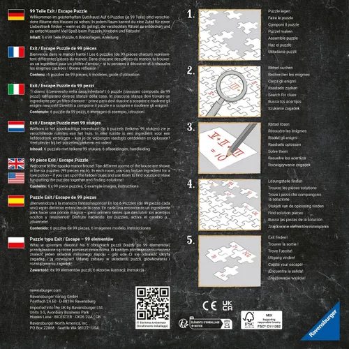 Vista 3 de Ravensburger - Escape Room Mystery - 6 rompecabezas - 99 piezas cada uno - Visiones creativas de 6 salas de escape diferentes para armar tu salida