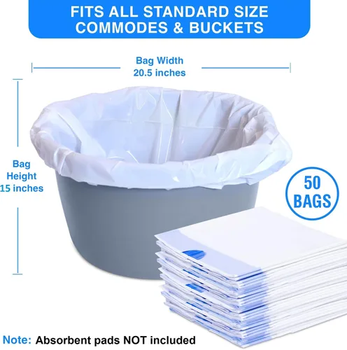 Vista 2 de Revestimientos desechables para orinal – 50, forros de inodoro para cama, bolsa de inodoro portátil, bolsas de orinal para inodoro portátil, forros