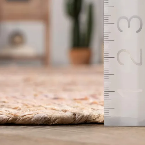 Vista 2 de nuLOOM Alfombra decorativa trenzada a mano de mezclilla y yute, 3x5, beige