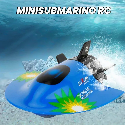 Vista 2 de GoolRC Mini barco submarino RC, juguete de buceo impermeable con control remoto (azul)