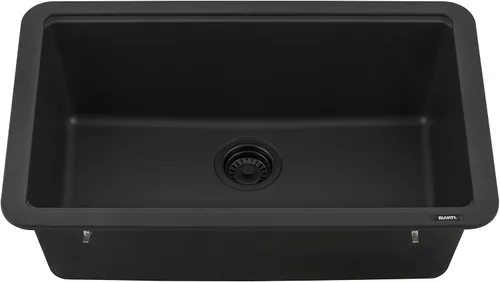 Vista 7 de Ruvati Fregadero de cocina de cuarzo compuesto de granito de 30 pulgadas con estación de trabajo, montaje por debajo y acabado negro mate - RVG2310BK