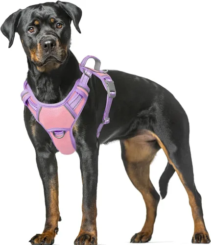 Vista 25 de BARKBAY Arnés para Perro Sin Tirones Talla Grande Arnés Reflectante para Perro con Clip Frontal y Asa de Control Fácil para Caminar Entrenar Correr