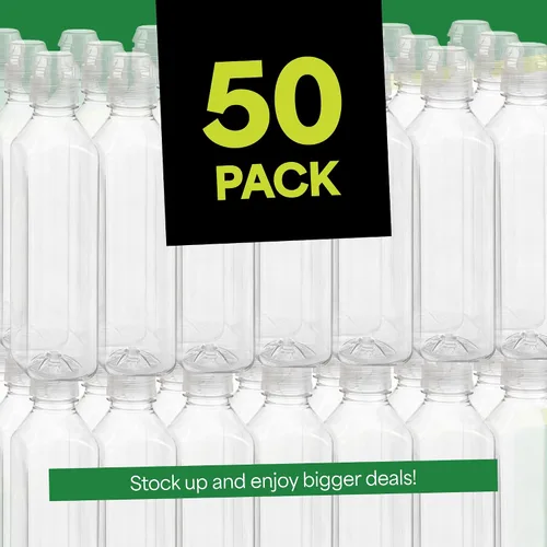 Vista 6 de EconoHome Paquete de 50 botellas cuadradas de jugo de 16 onzas, sin BPA