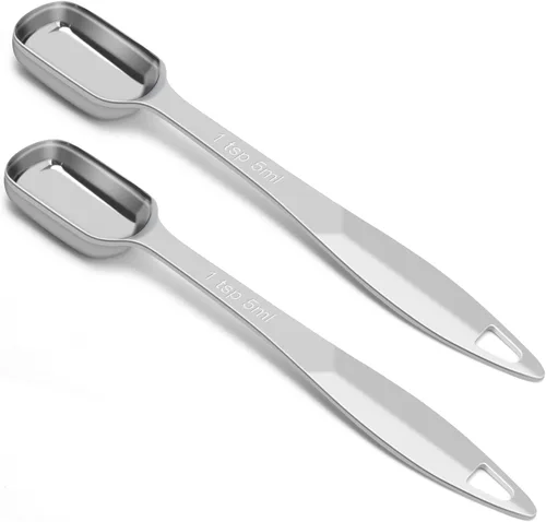 Vista 9 de 2 piezas de 1 cucharadita (0.2 onzas líquidas 1 cucharadita 1/3 cucharadas 5 cc 1/6 oz) cuchara medidora de acero inoxidable, cuchara