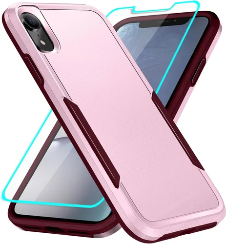 Vista 9 de Funda para iPhone XR con protección de pantalla: resistente a prueba de golpes y arañazos Funda para iPhone XR-Negro