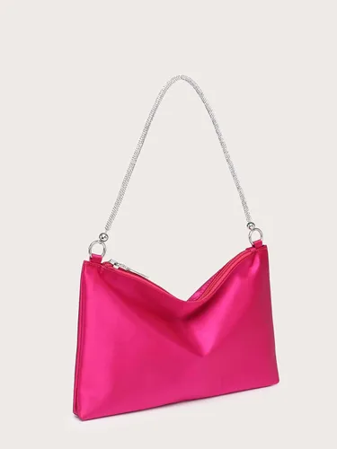Vista 4 de GORGLITTER Bolso de noche para mujer, con cadena de diamantes de imitación, bolso de mano brillante, bolso cuadrado brillante