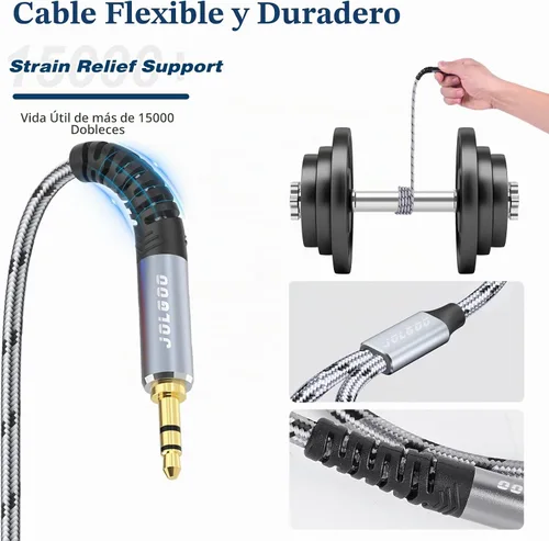Vista 5 de JOLGOO Cable de conexión estéreo TRS de 0.138 in a doble XLR macho Pro, cable TRS estéreo de 1/8 pulgadas a 2 XLR macho en Y, cable de micrófono