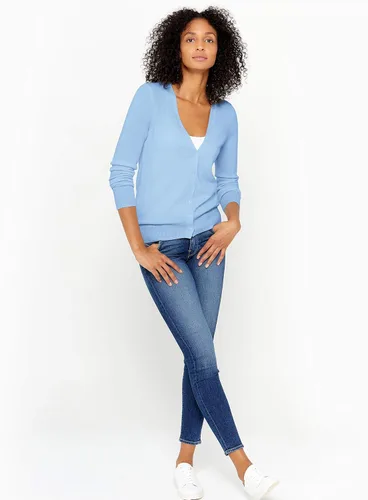 Vista 4 de State Cashmere Cárdigan de manga larga con cuello en V y botones para mujer, 100% cachemira pura